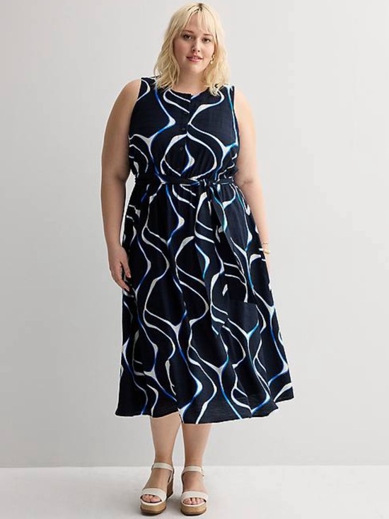 Nine West Dresses & Skirts - NWT Nine West navy modern flow sleeveless button front dress size 3X